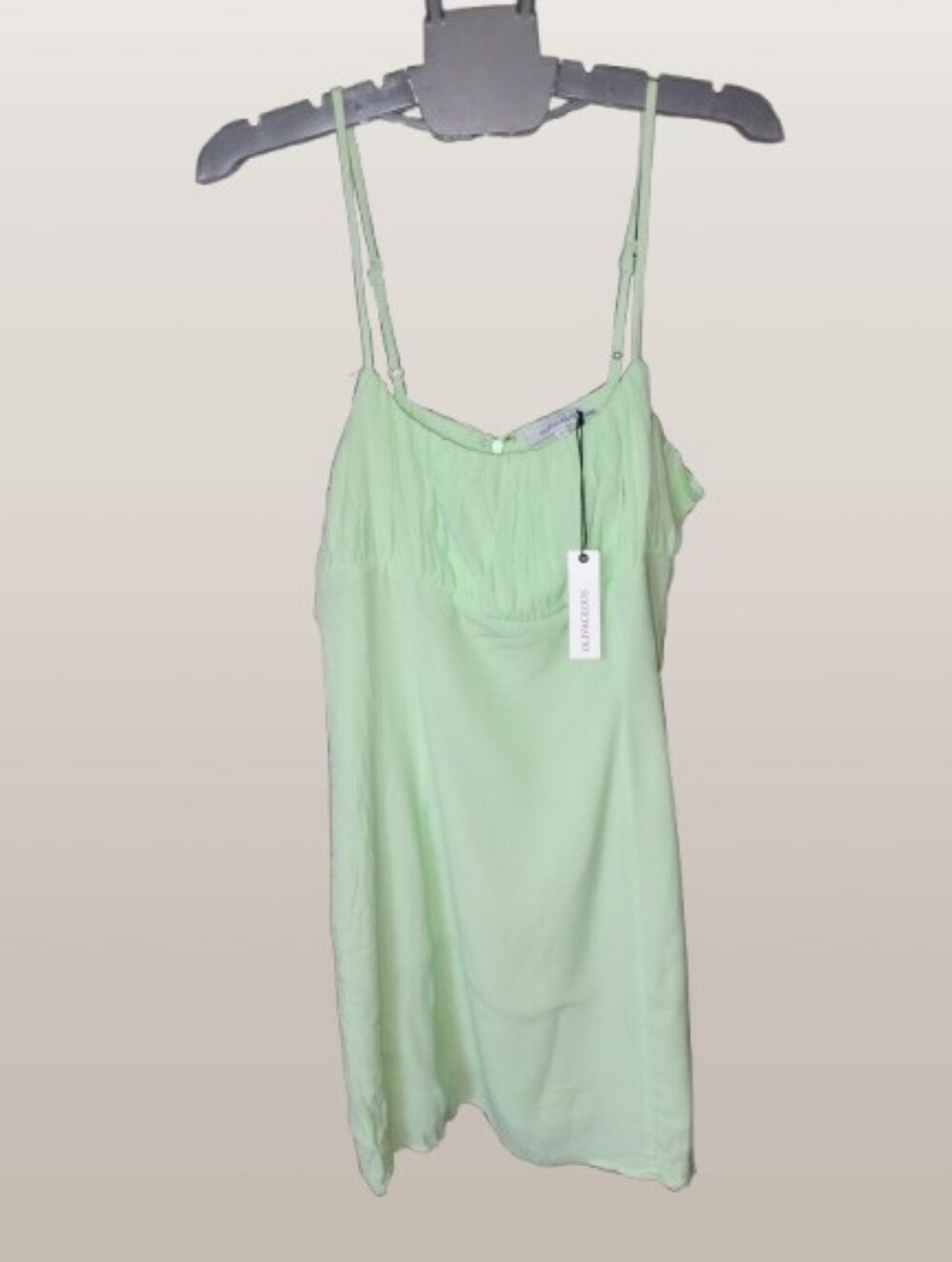 NWT Olivaceous Lime Green Empire Waist Knee Length Dress L Resort